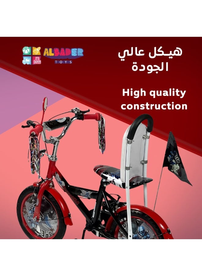 البدر دراجة فري ستايل للاطفال من البدر مقاس 14 انش للاولاد والبنات من سن 5-8 سنوات، لون احمر، مع مقعد مريح ومسند ظهر وعجلات صلبة 14 انش، دراجة اطفال - Image 5